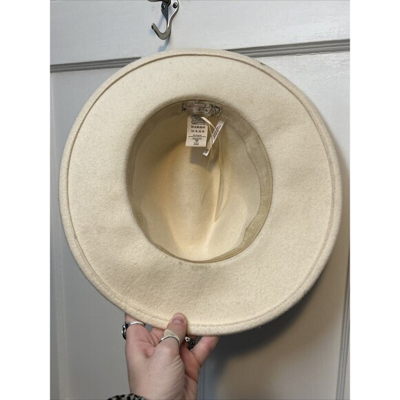 Free People Wide Brim Boho Wool Hat Womens One Size Festival Rancher Ivory - Picture 4 of 8